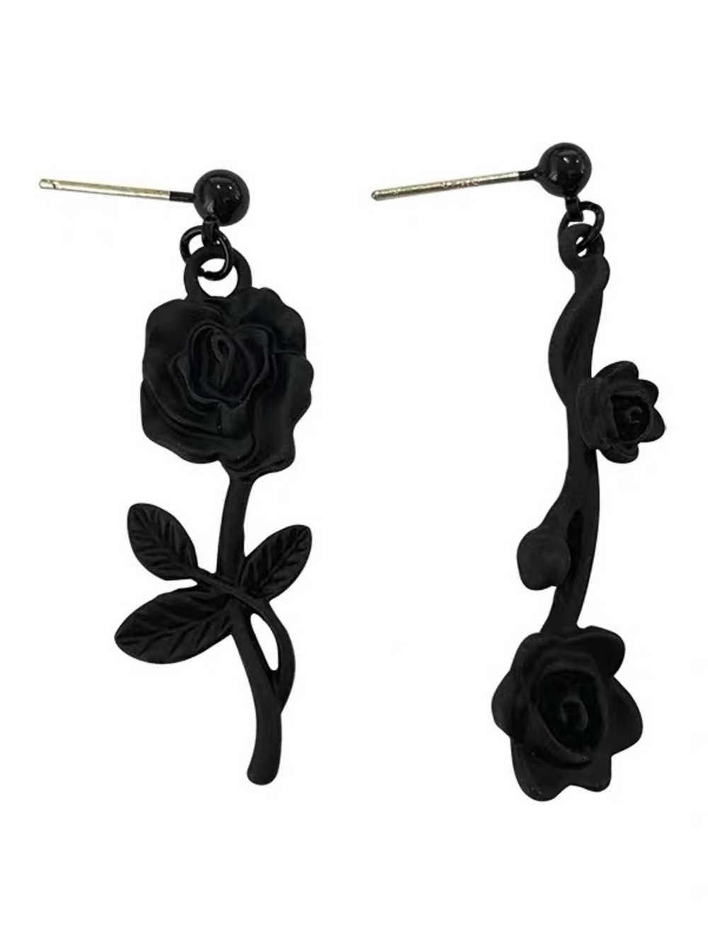 Black Rose Dangle Earrings - Women Jewelry